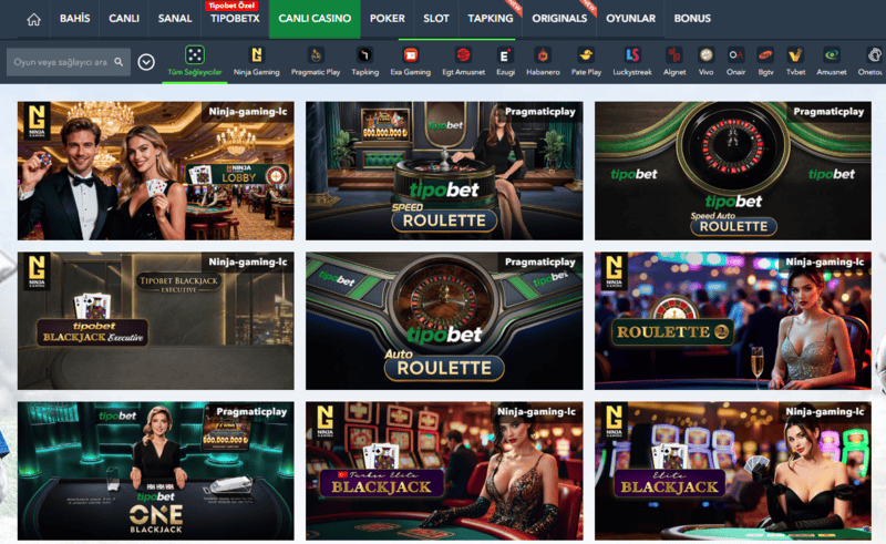 Tipobet canlı casino genel bakış